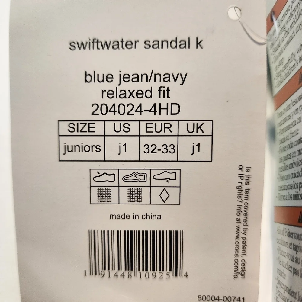 Crocs size J 1 boy girl  Swiftwater blue sandals Pool Cruise Beach closed toe
